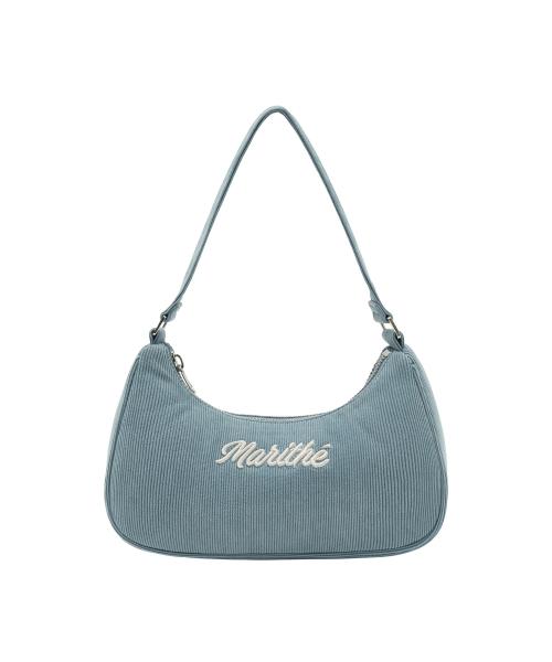 EMBROIDERY LOGO CORDUROY SHOULDER BAG light blue
