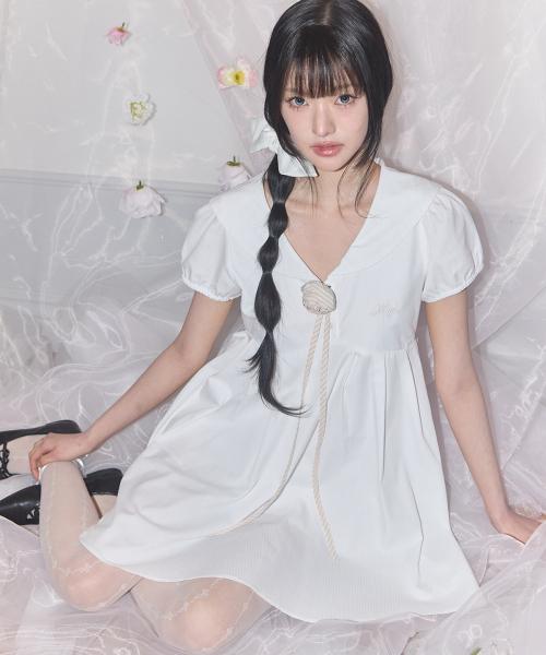 세일러 카라 원피스 화이트