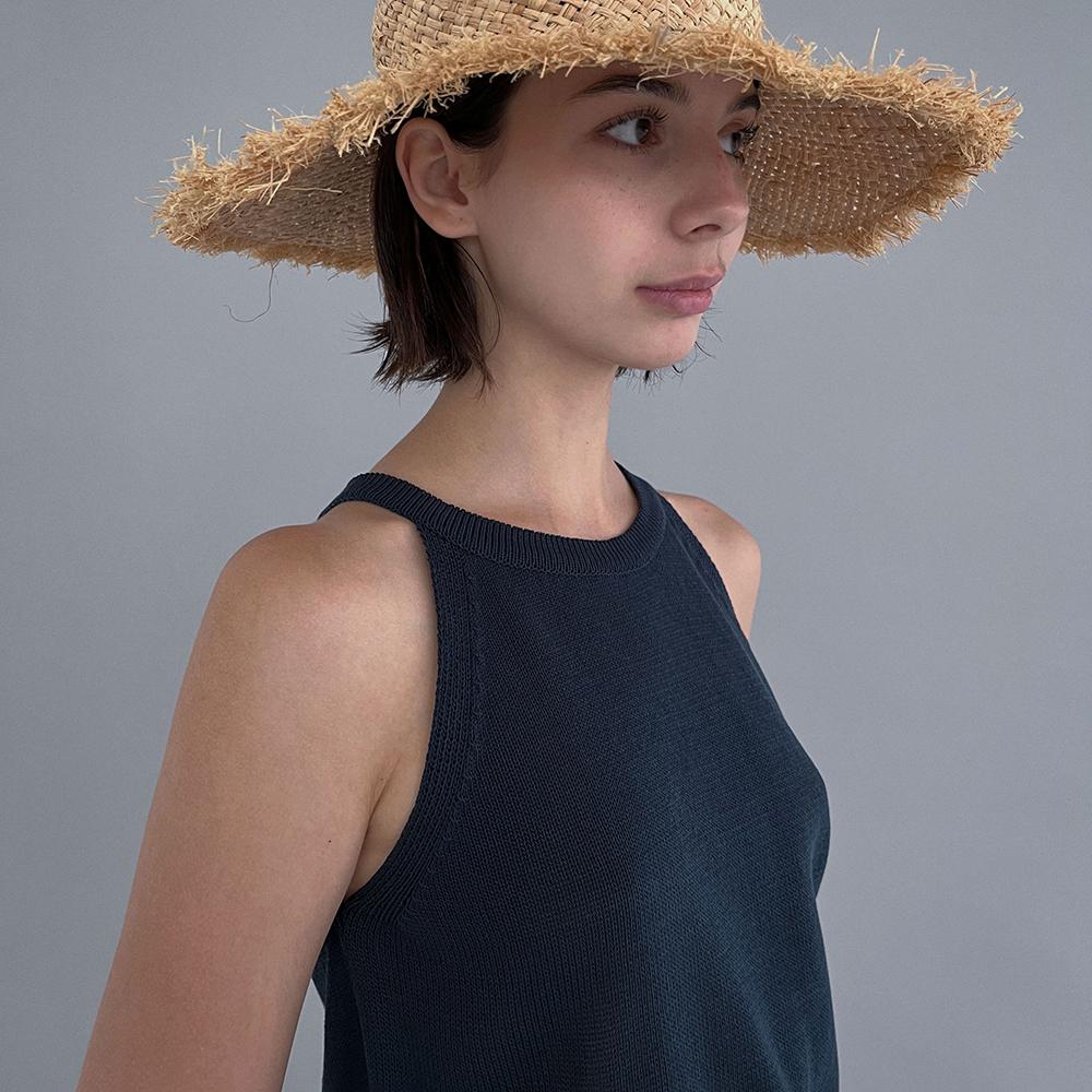 HALTER NECK KNIT SLEEVELESS_NAVY