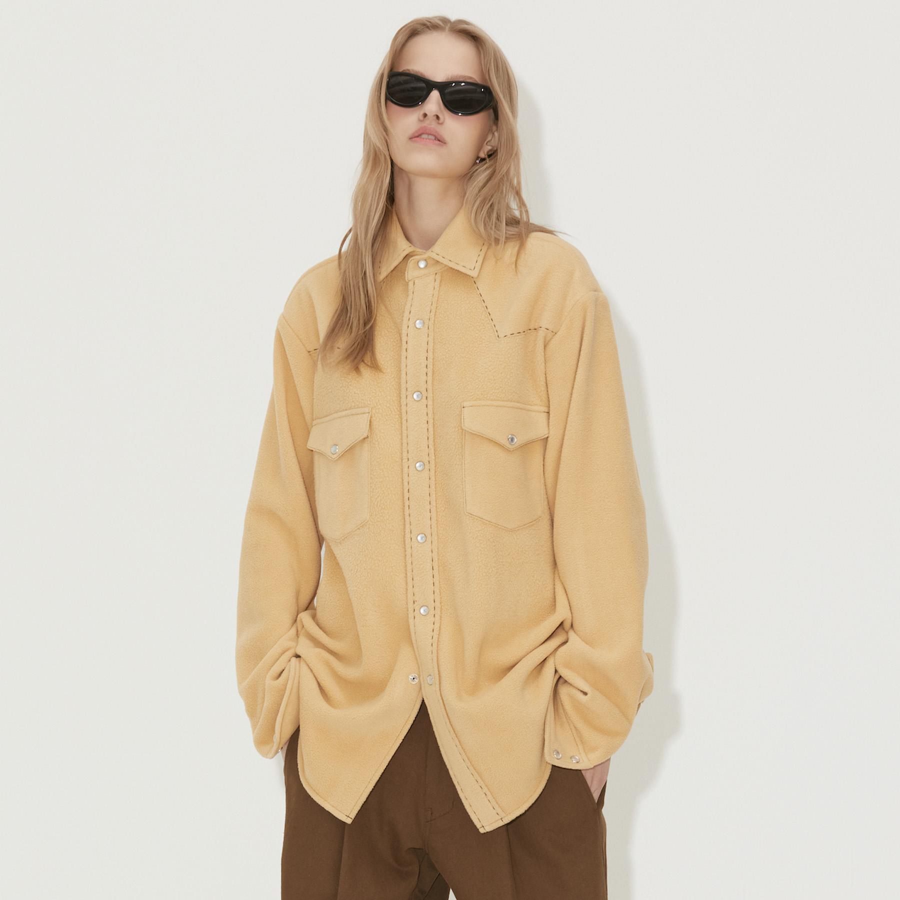 FLEECE WESTERN SHIRT SAND BEIGE