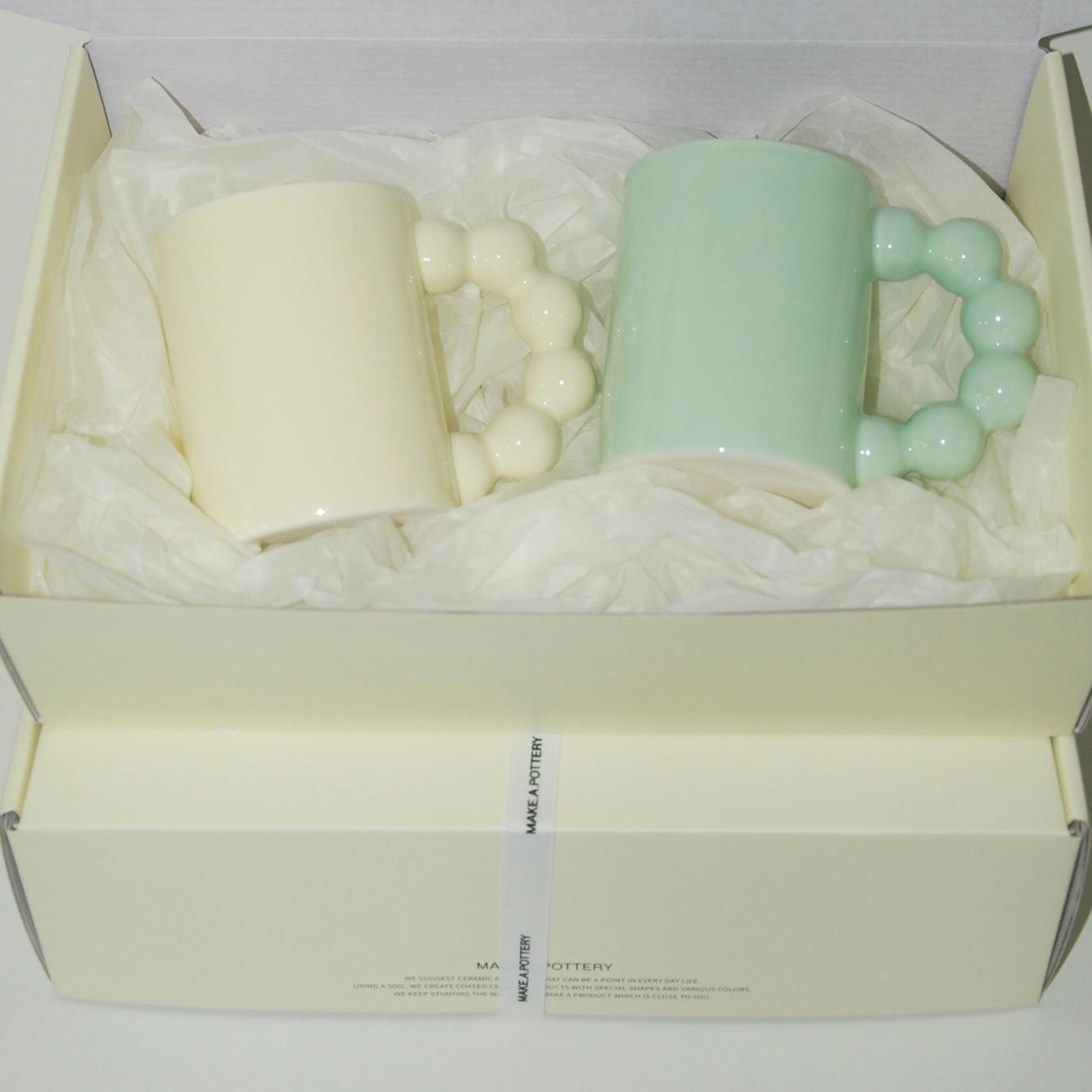 [선물포장]beads arch mug(butter yellow+mint) set