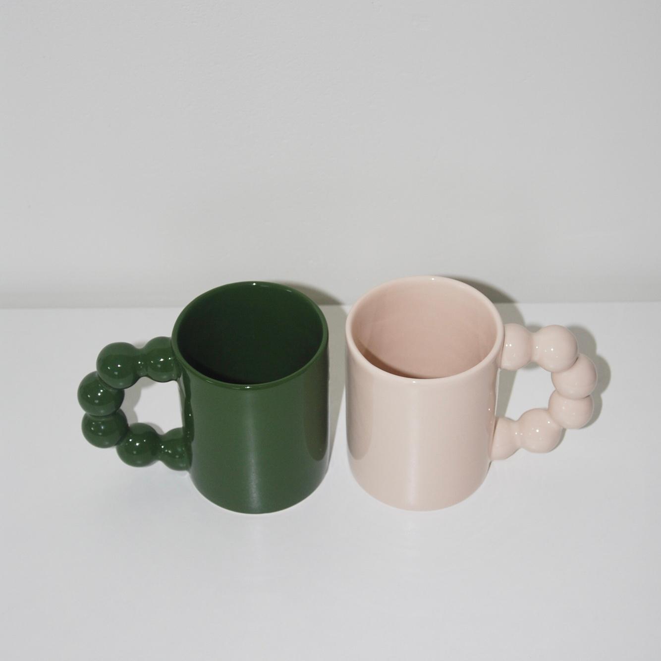 [선물포장]beads arch mug(deep green+beige) set