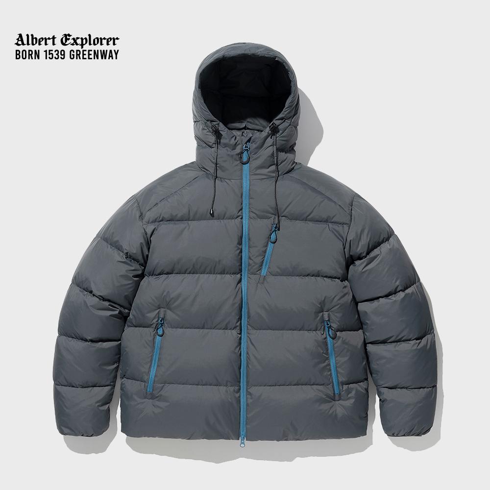 3pocket hood down parka grey