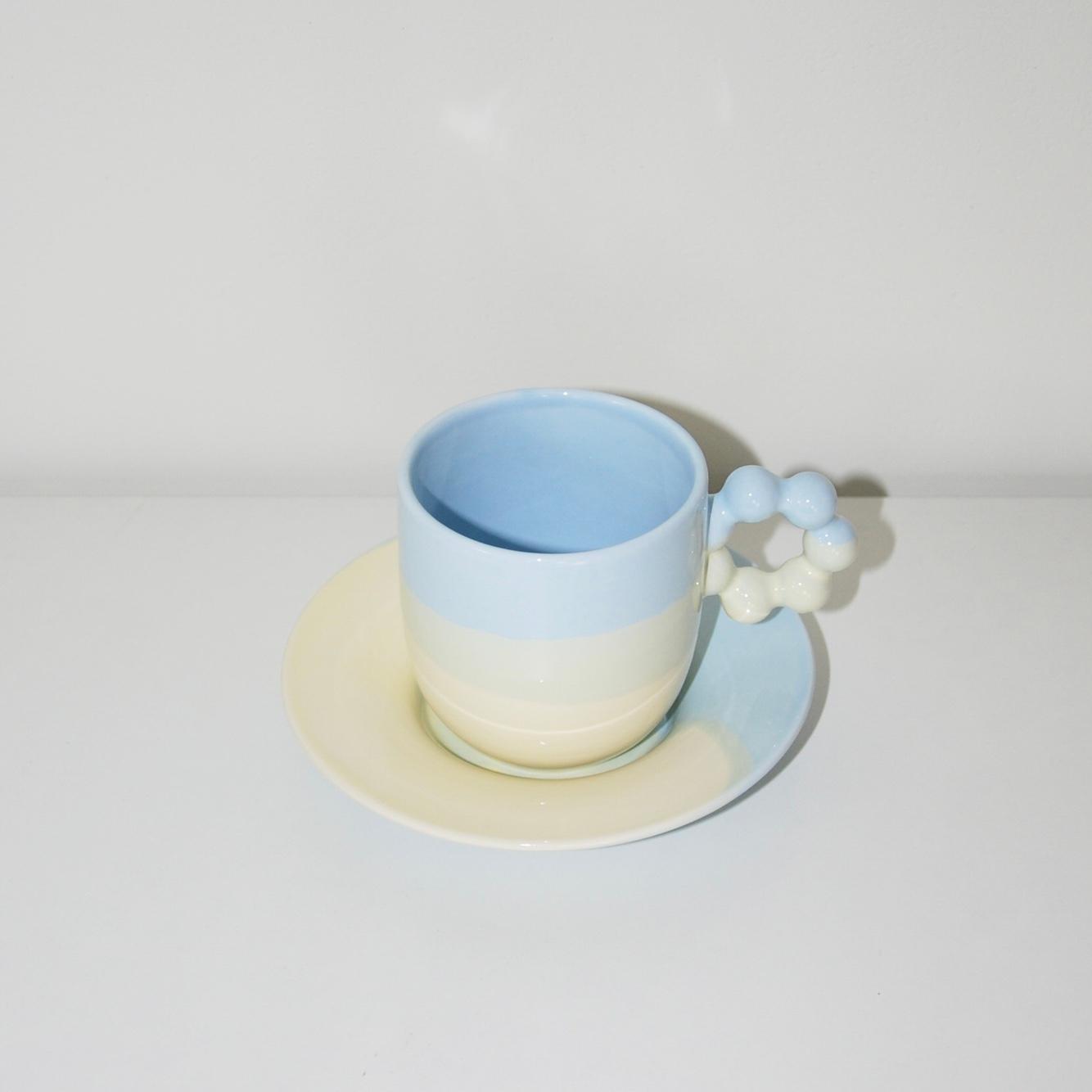 beads coffee cup set(sky/yellow)
