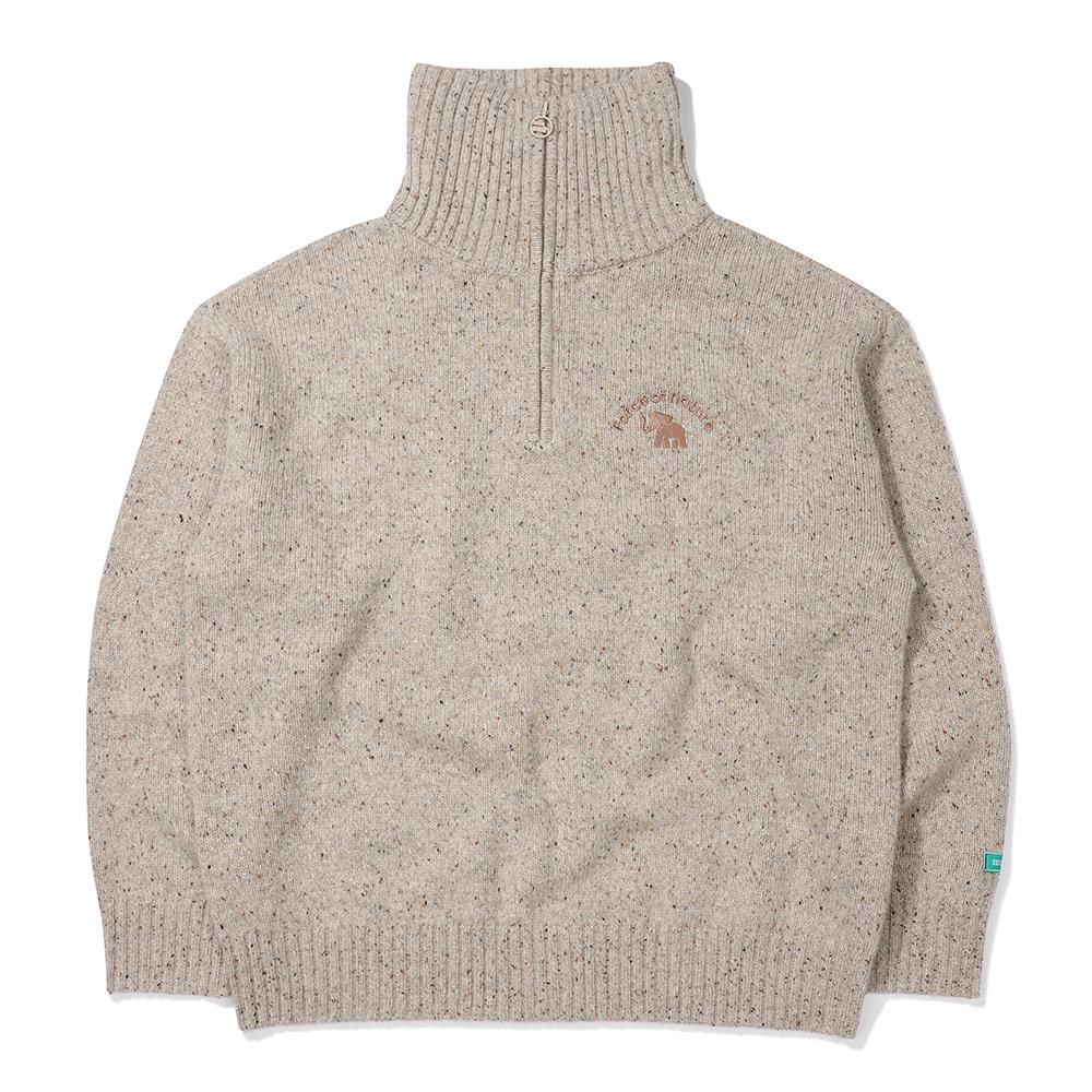믹스텍스쳐 하프집업 스웨터_Melange Beige