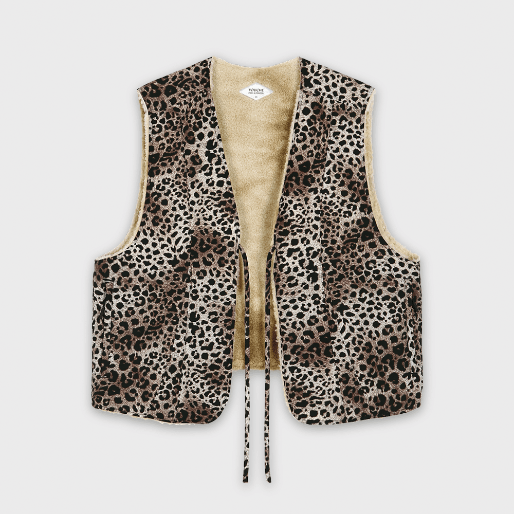 23PF GV SHERPA VEST Leopard
