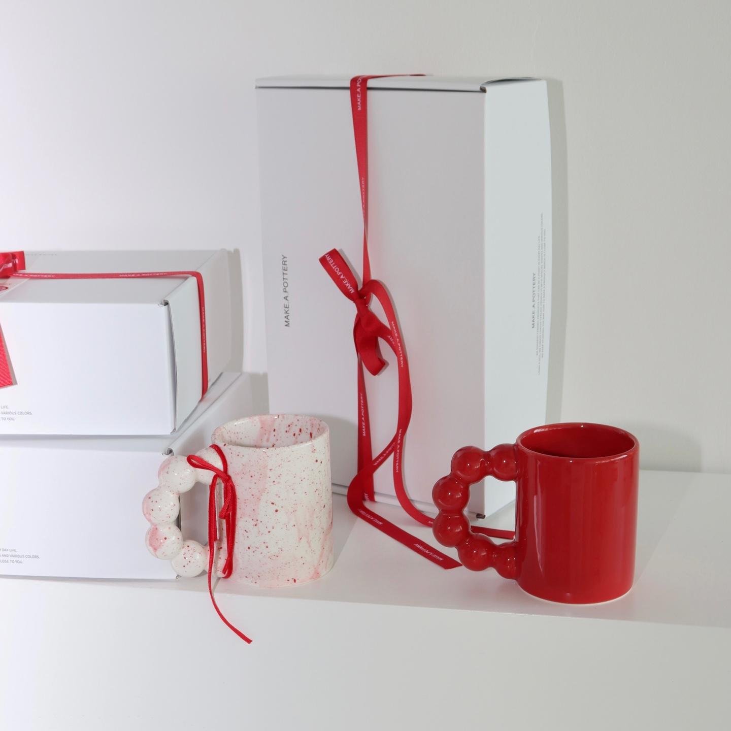 [선물포장] beads arch mug(red+red pop) Christmas set