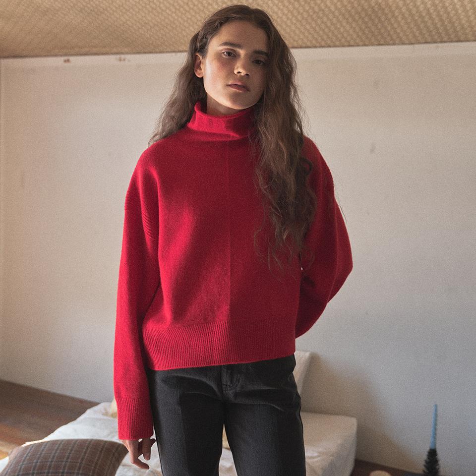 cashmere wholegarment turtleneck (red)