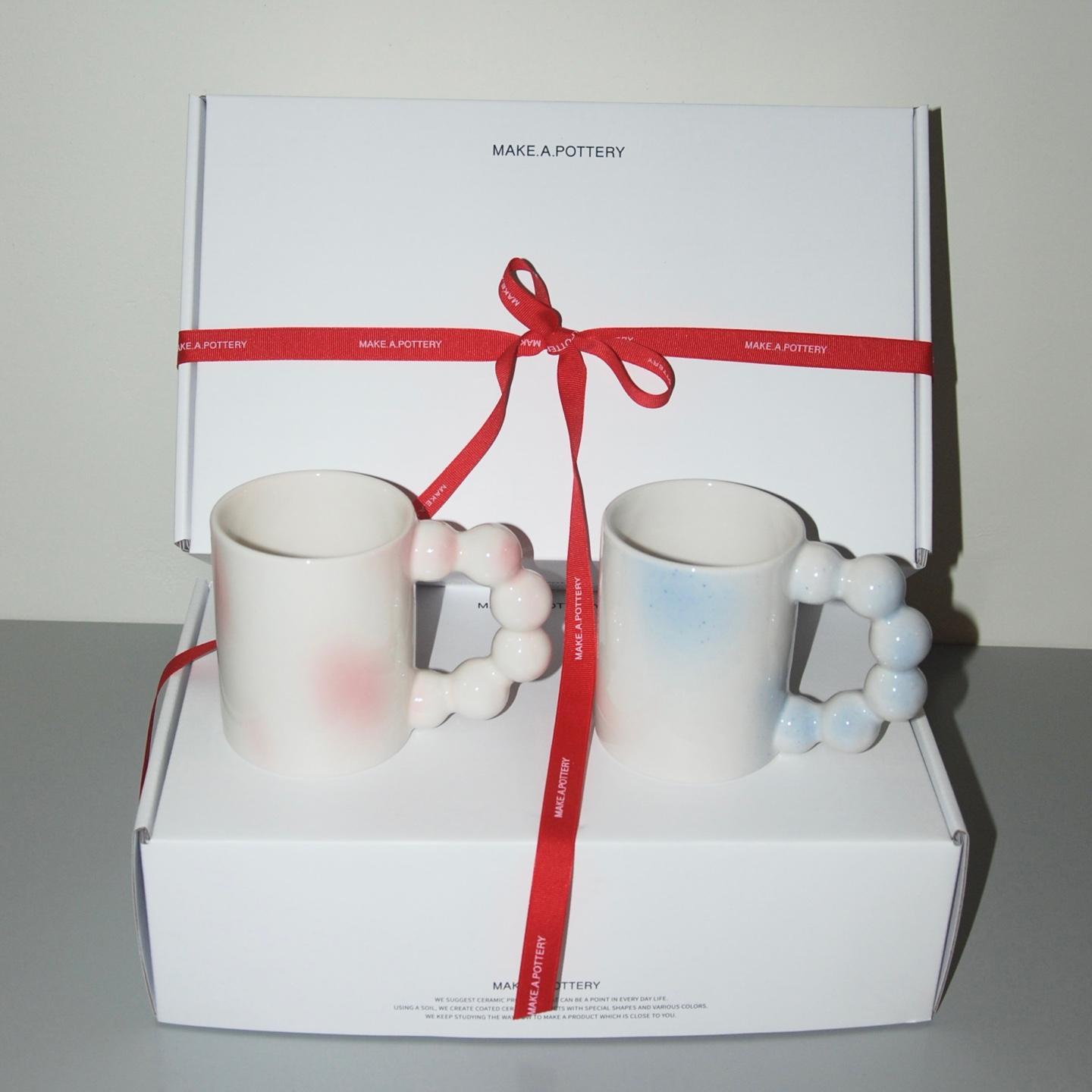 [선물포장]beads arch mug(shy pink+shy blue) set