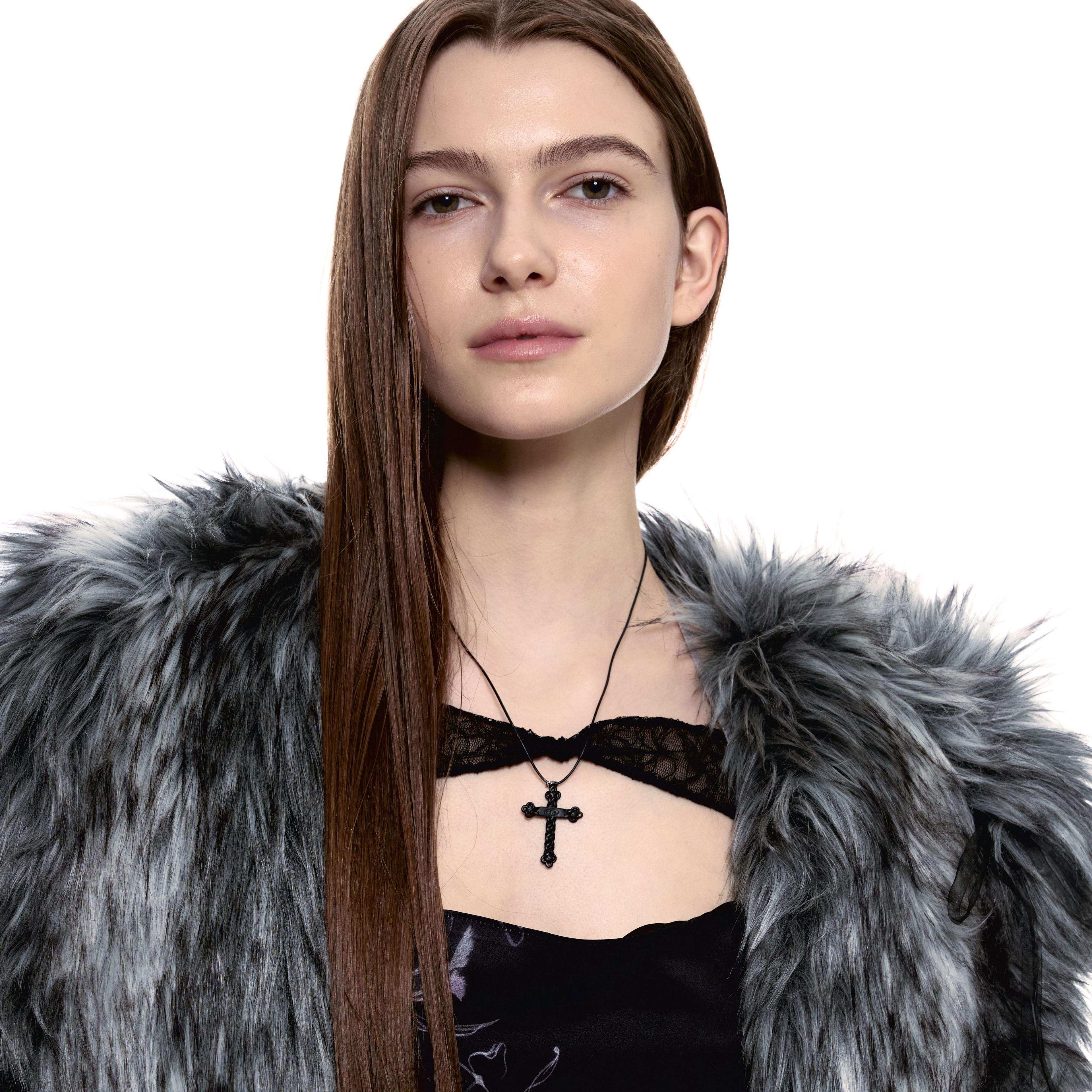 NO.475 [BLACK] KNOT CROSS LEATHER NECKLACE