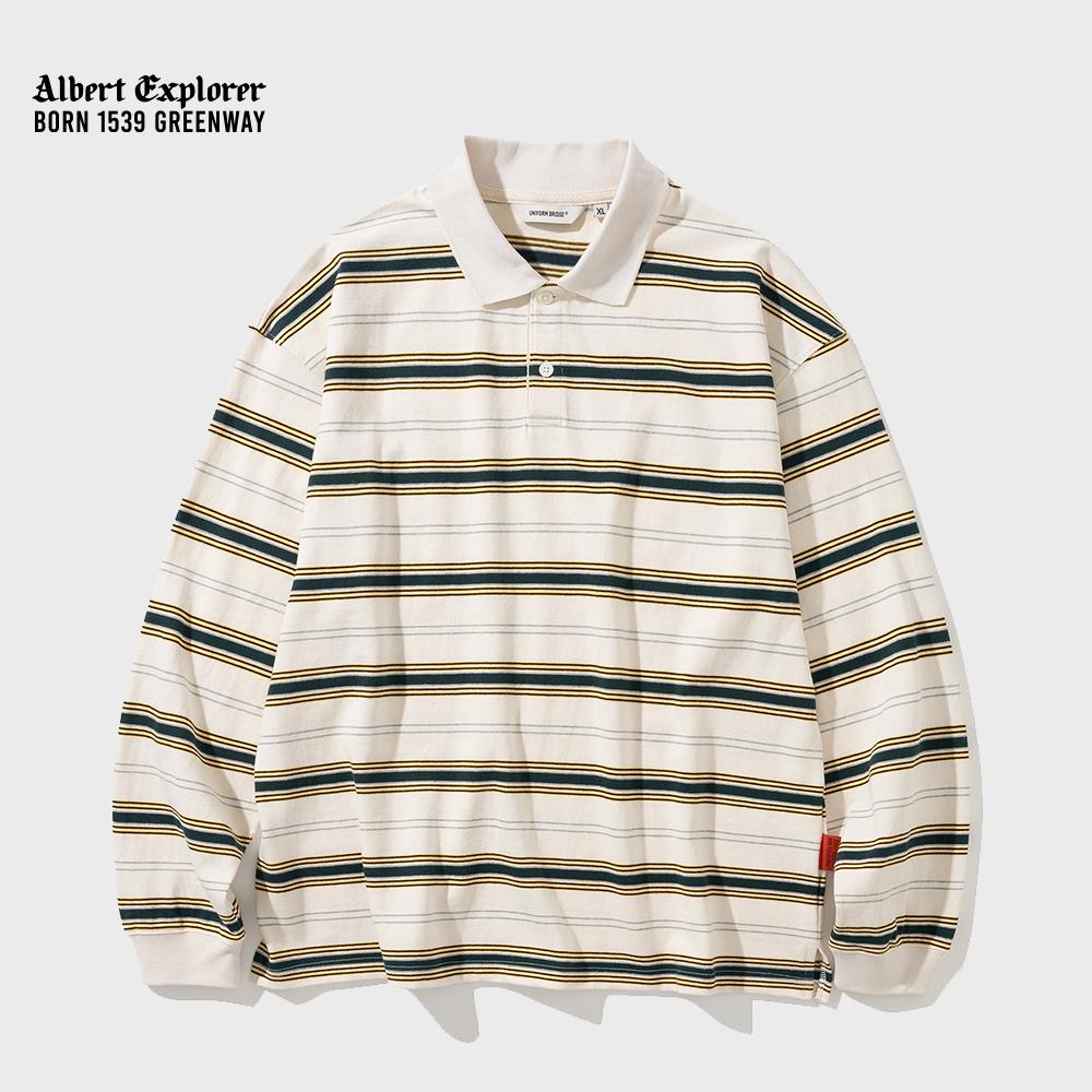 collar stripe l/s tee ivory