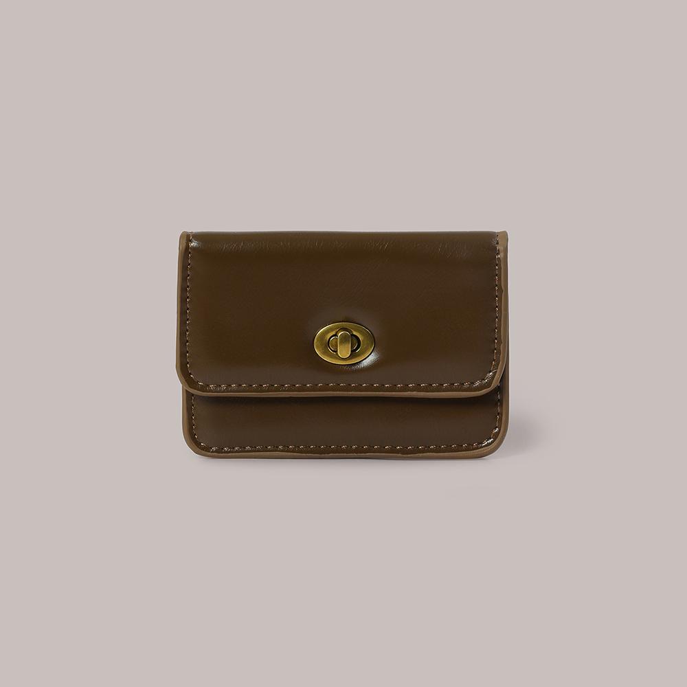 Flat Gold Wallet - Brown