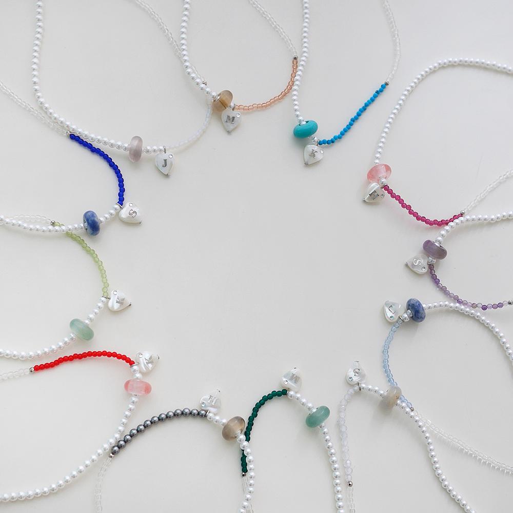 birthstone heart initial necklace