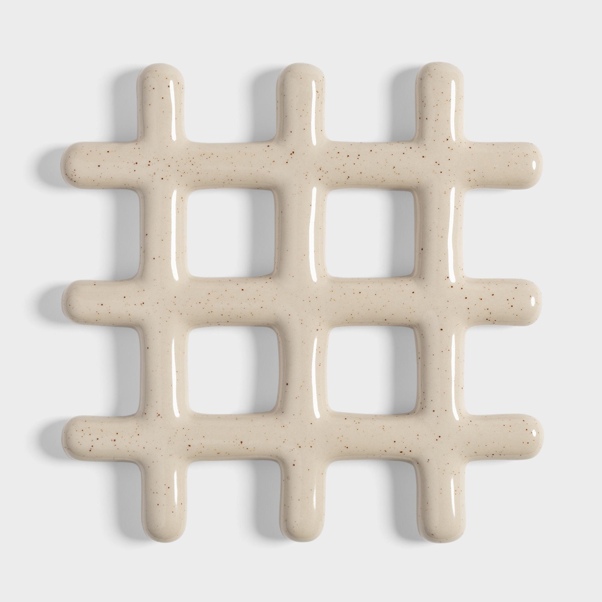 PC1083 TRIVET GRID SPECKLE BEIGE 19x19 냄비받침 그리드 쿠키 앤 크림 베이지