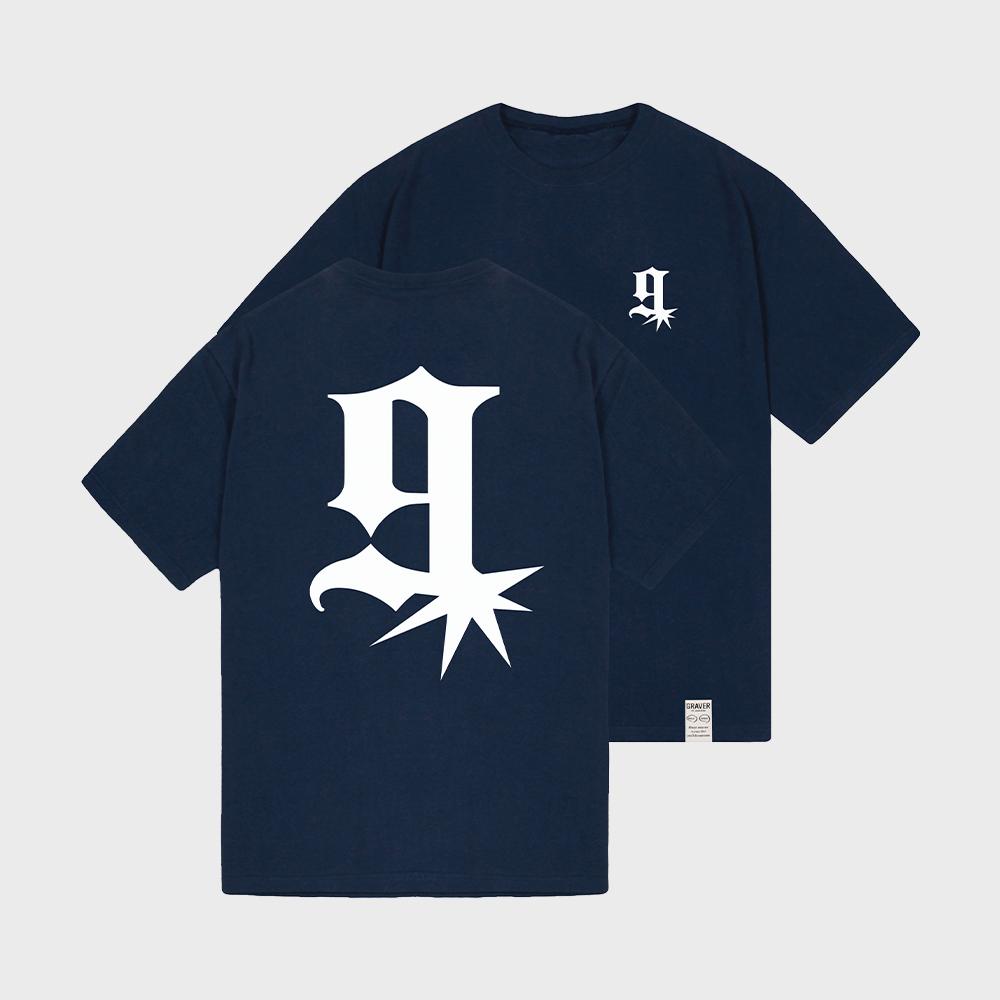 [UNISEX]g star 로고 반팔티_네이비/화이트 로고