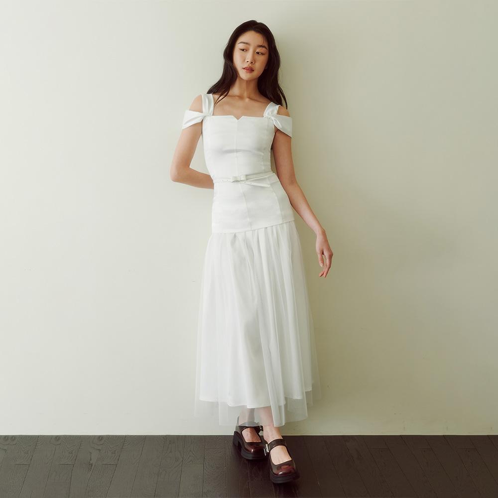 Bridal Tiffany Belted Dress_white