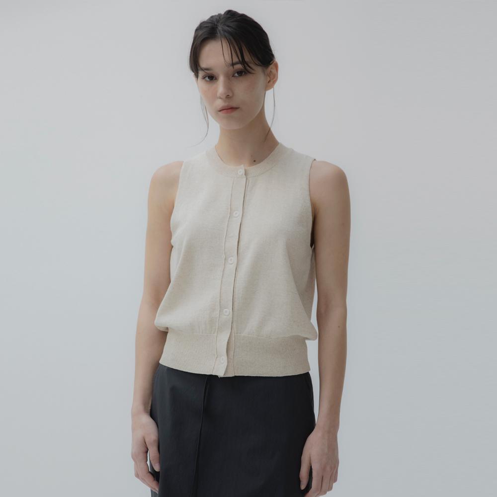 Button linen vest (natural)