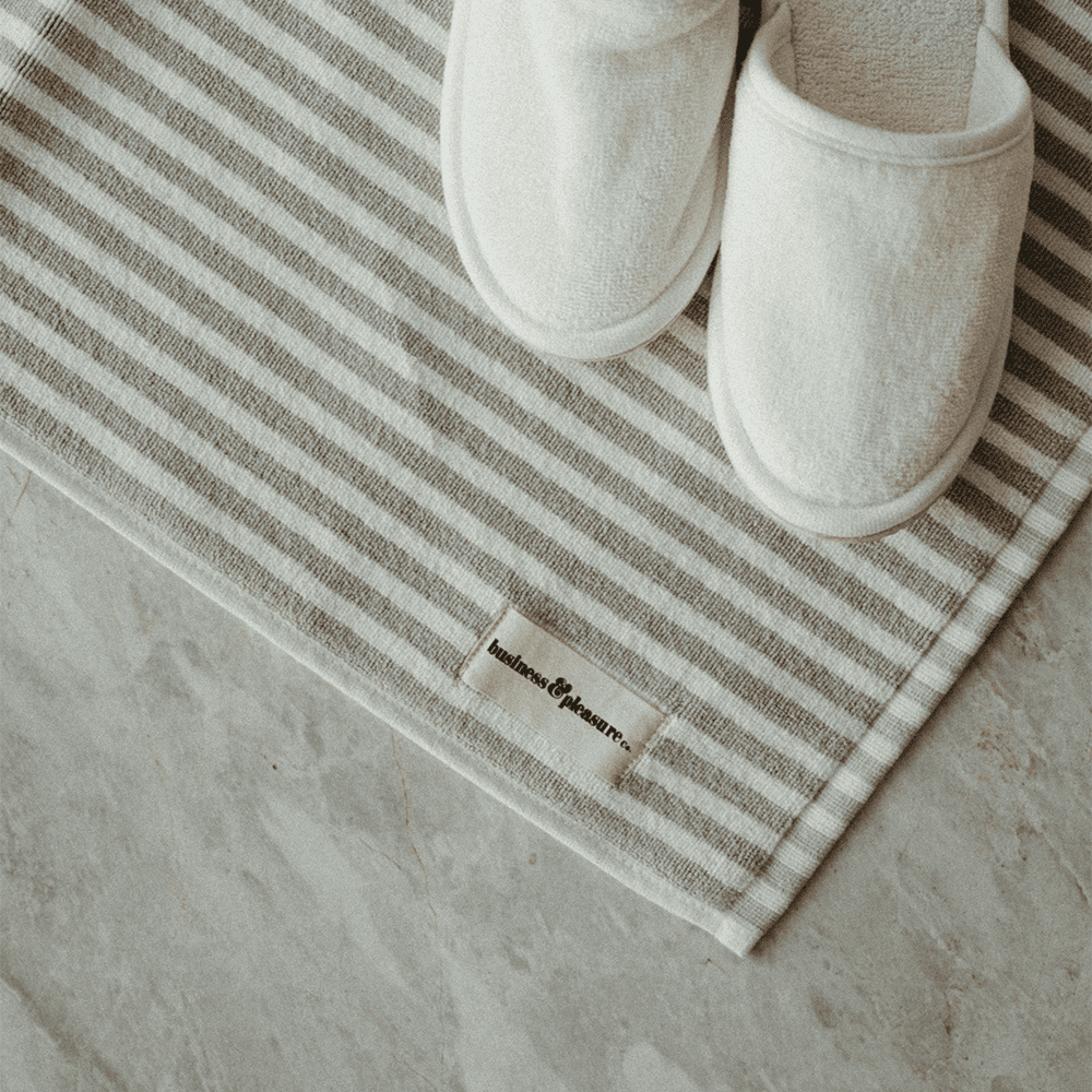 [Business and Pleasure Co.]The Bath Mat - Laurens Sage Stripe