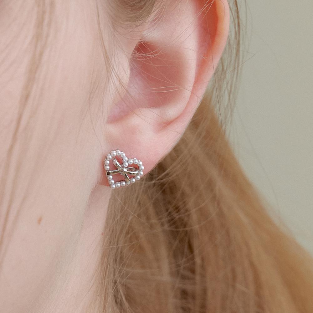 [하츠투하츠 유하 착용]heart pearl earring