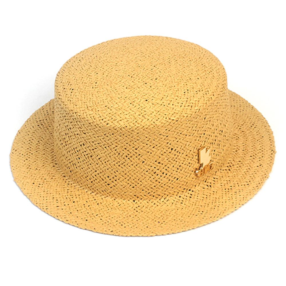 [유니버셜케미스트리] Simple Beige Short Panama Hat 여름모자