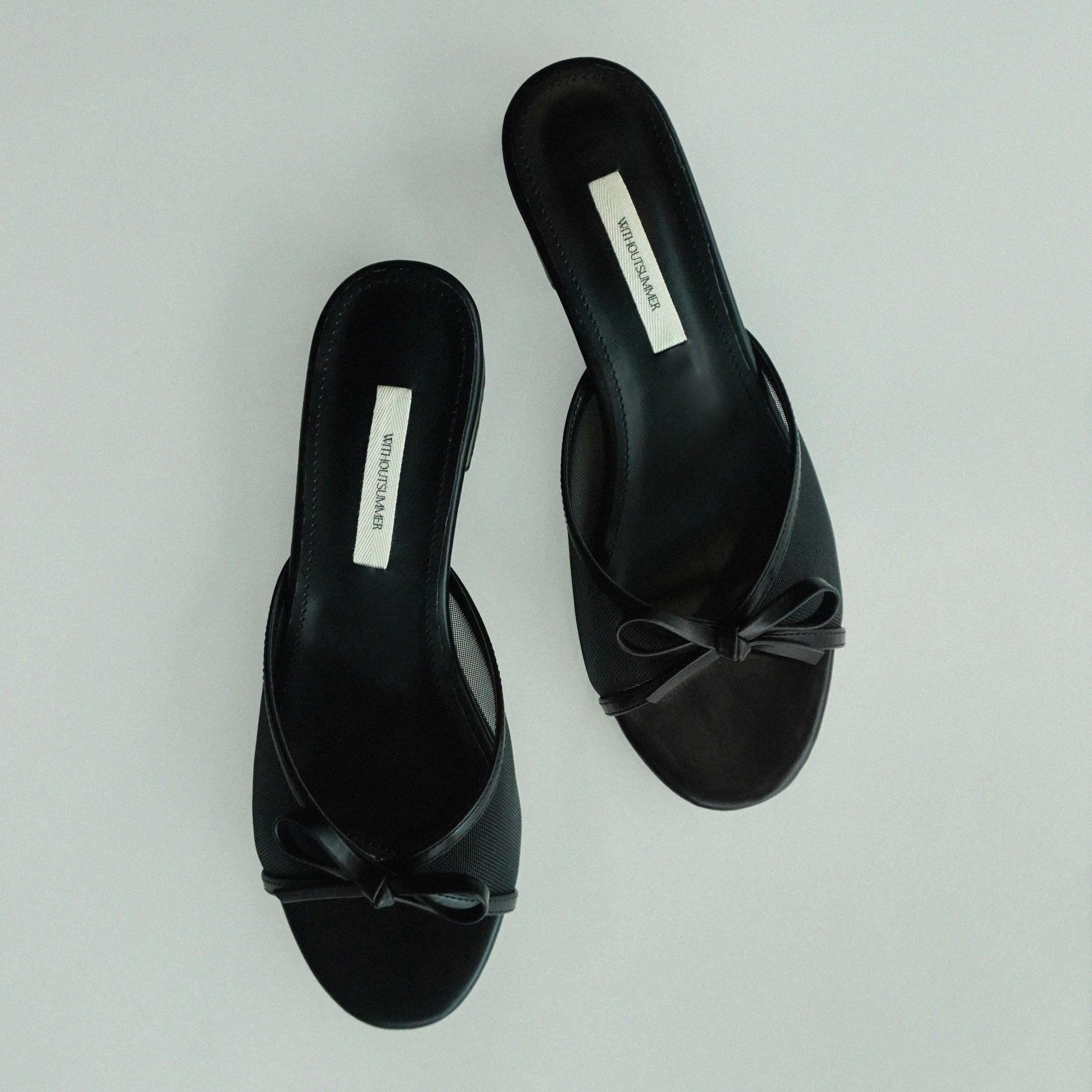 Ribbon mesh mule_black