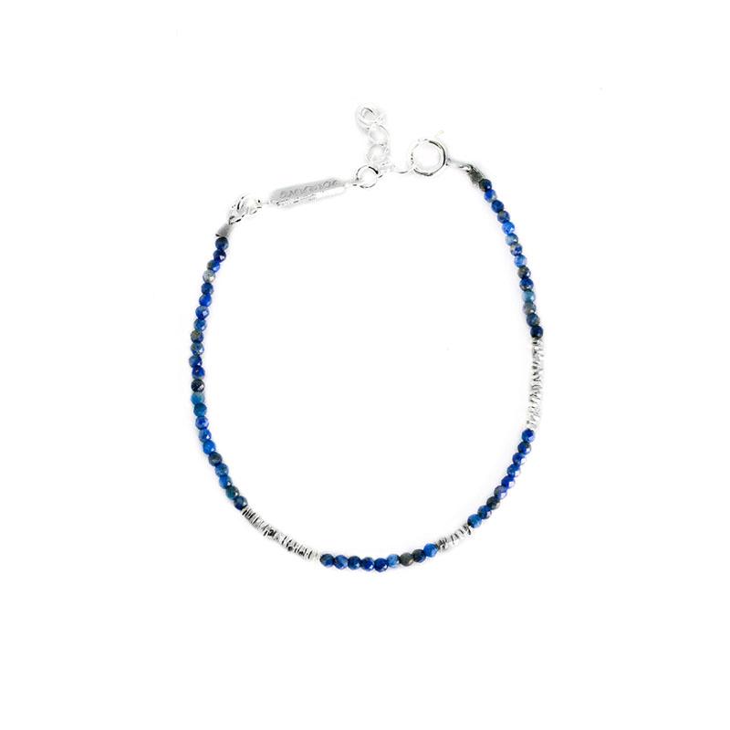 [BTㅁ JIMㅁㅁ 착용] HR 387B_Lapis Lazuli Silver Beads Bracelet