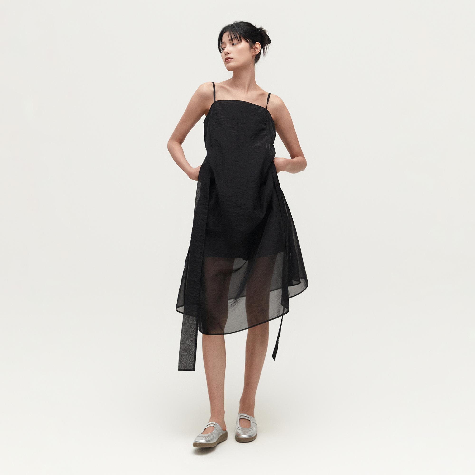 Diaphanous slip dress (Black)