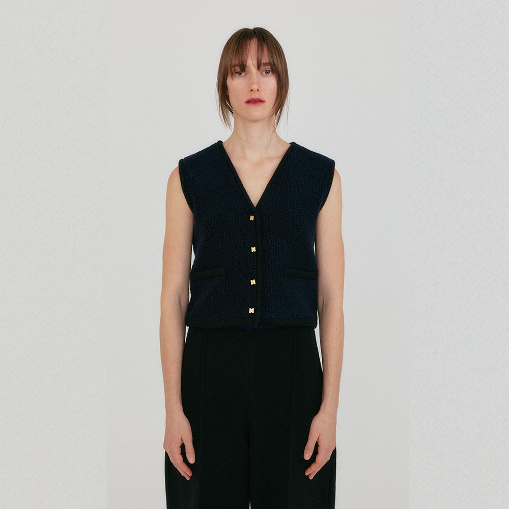 ZITA V-neck Knit Vest - Navy