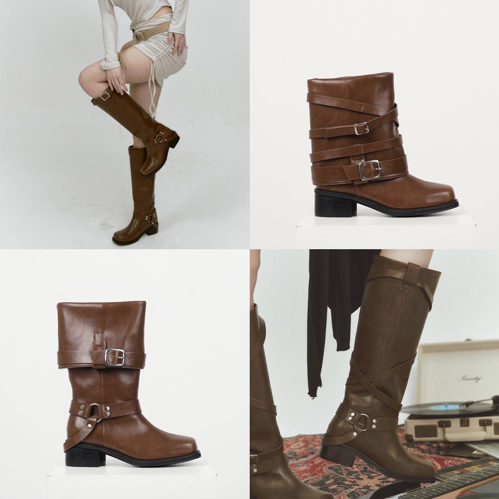 MULTI LEATHER BOOTS (BROWN)