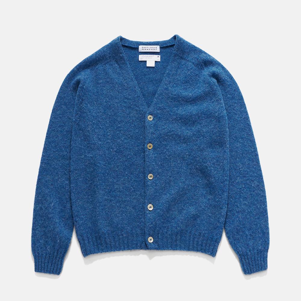 SHAGGY SHORTER LENTH V NECK CARDIGAN / ROYAL BLUE
