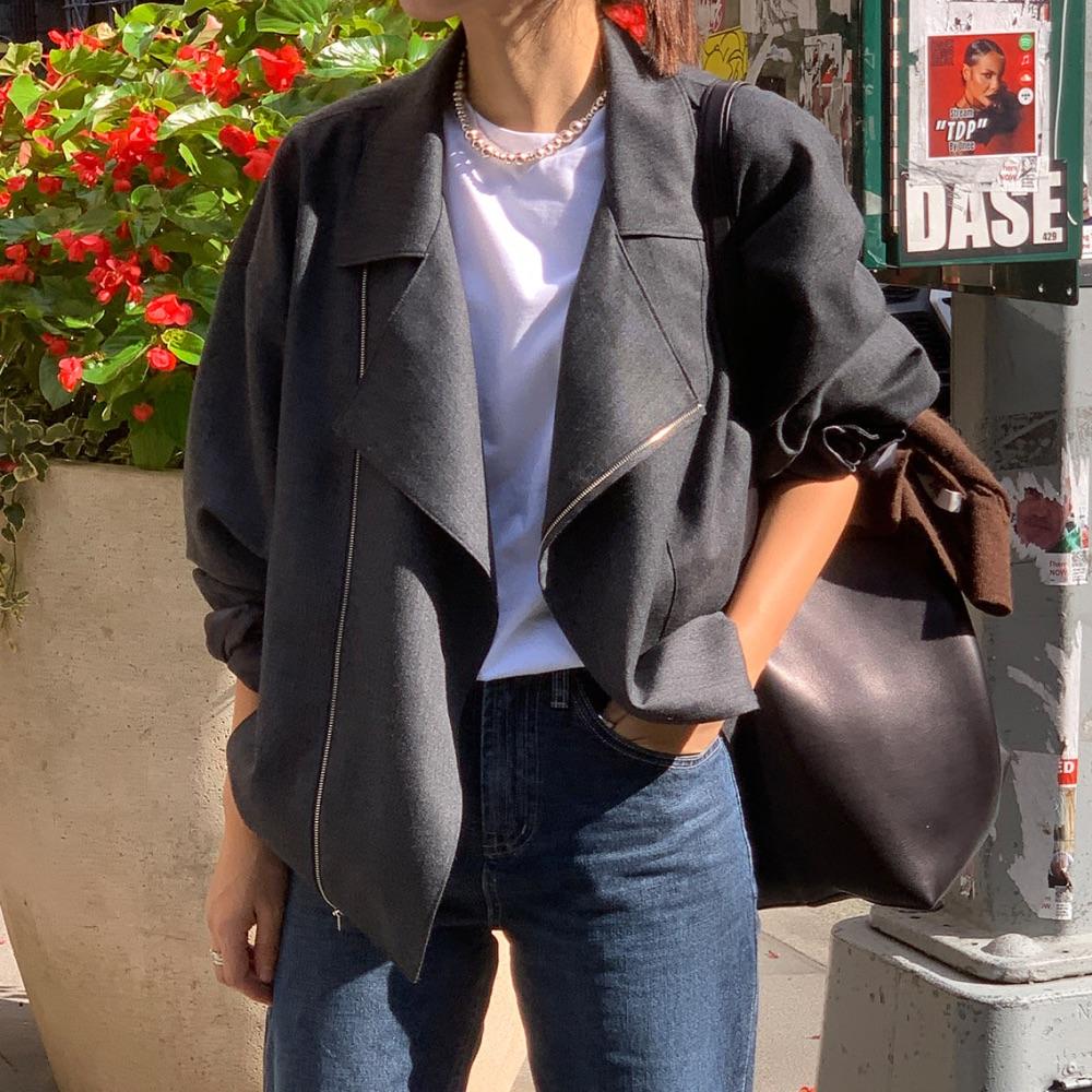 a wool rider jacket (grey)
