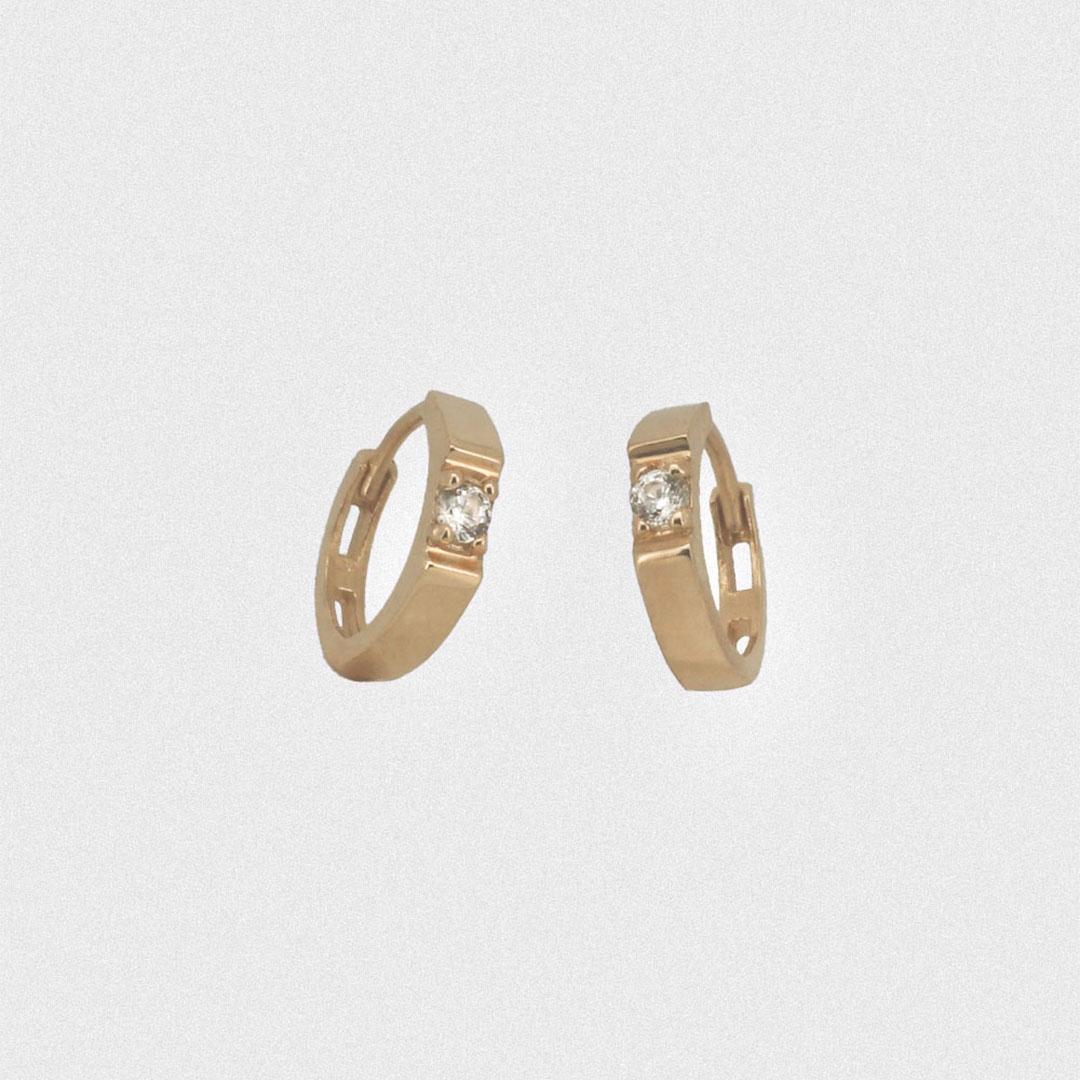 14k square point cubic one touch ring earring