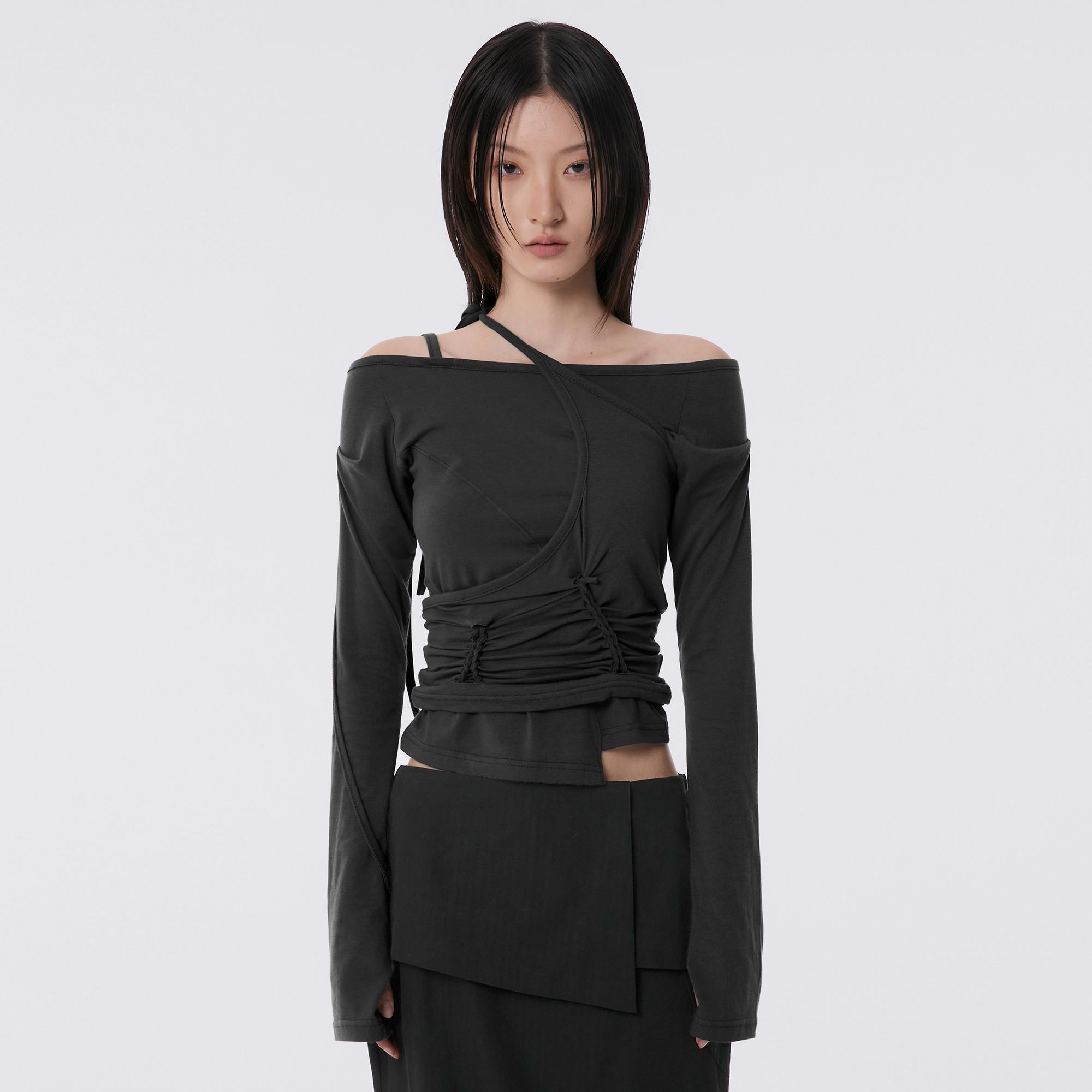 [SET] Handmade Twisted Layered Long Sleeve (FL-138_Black)