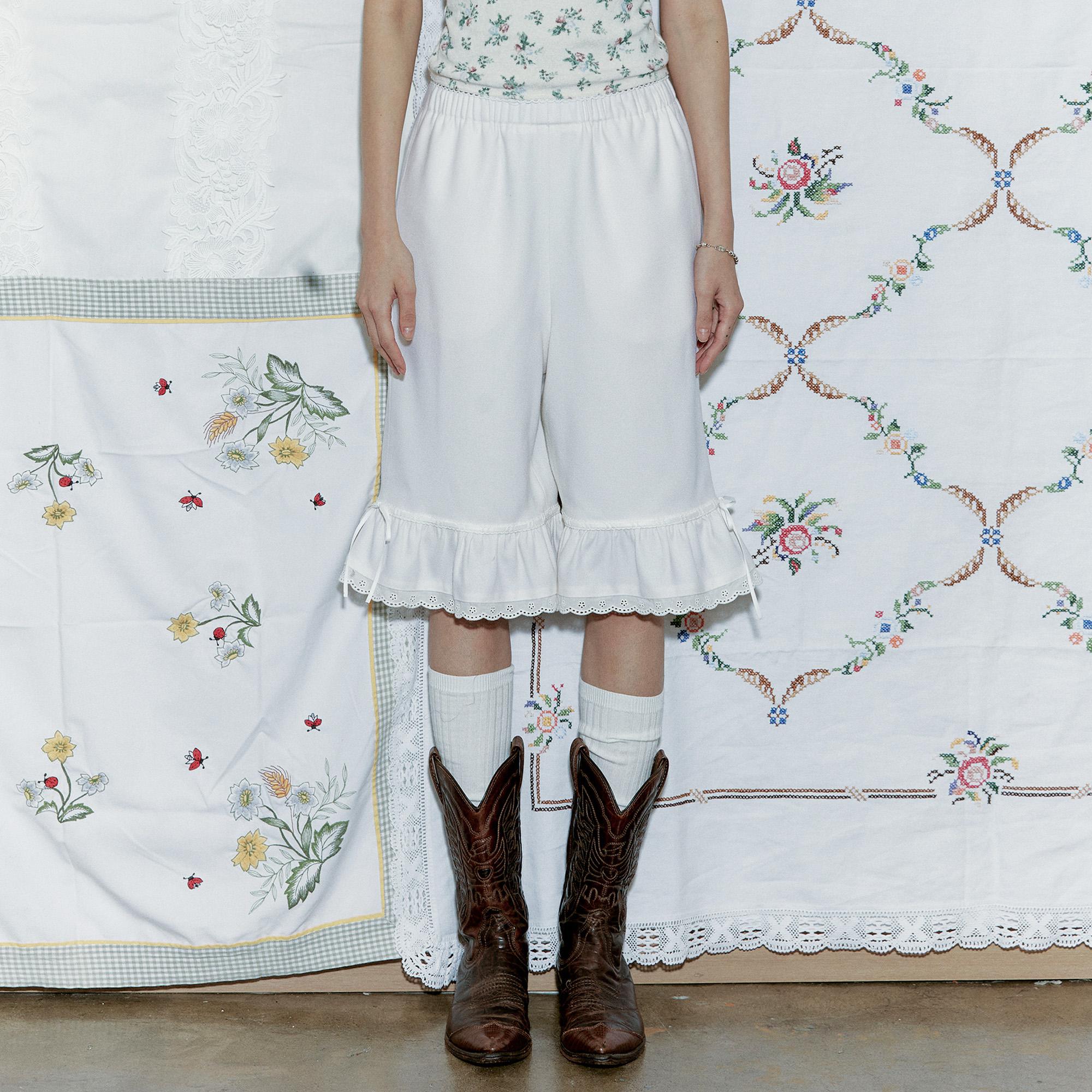 Wool bloomer bermuda pants_WHITE