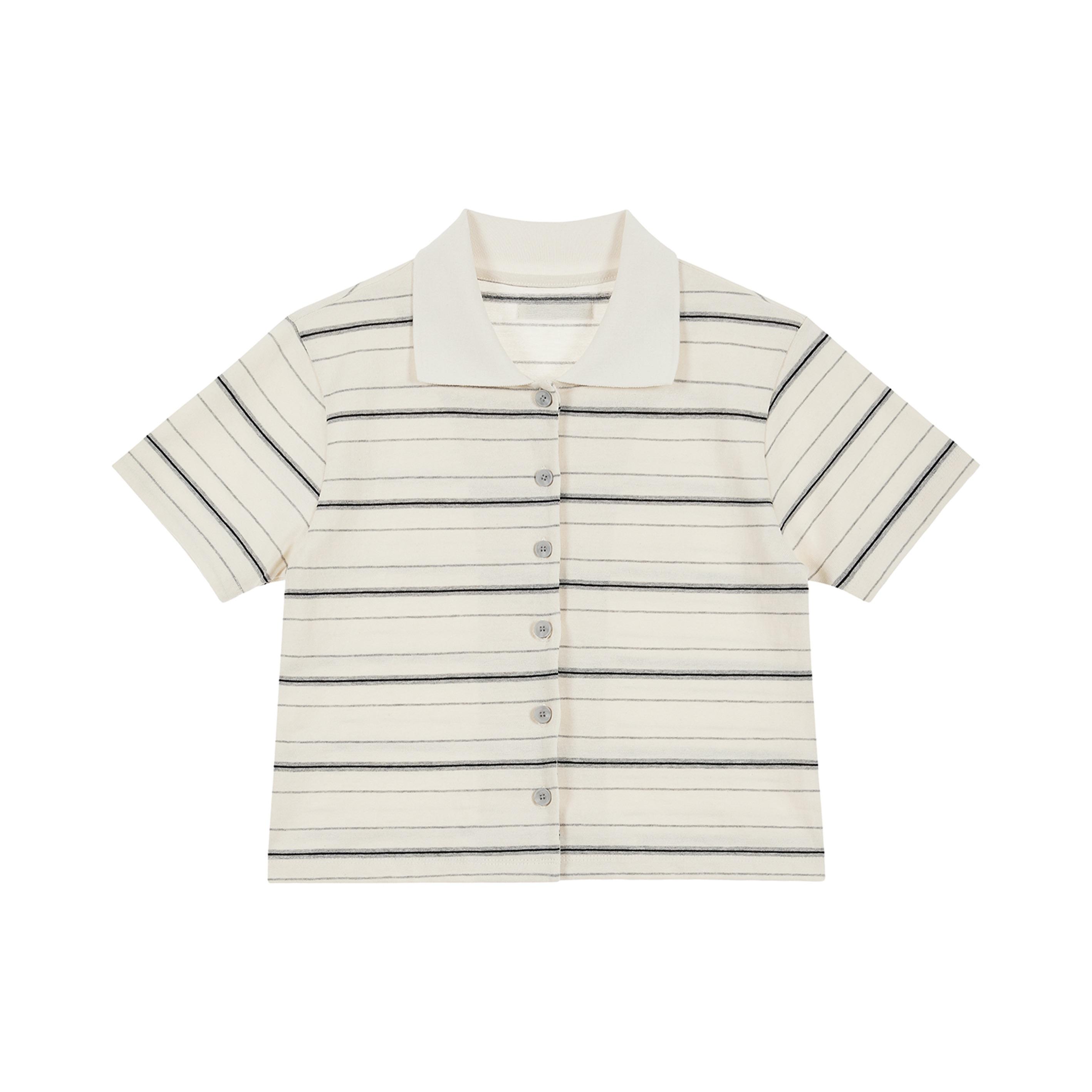 STRIPE BUTTON PK T-SHIRTS IN IVORY