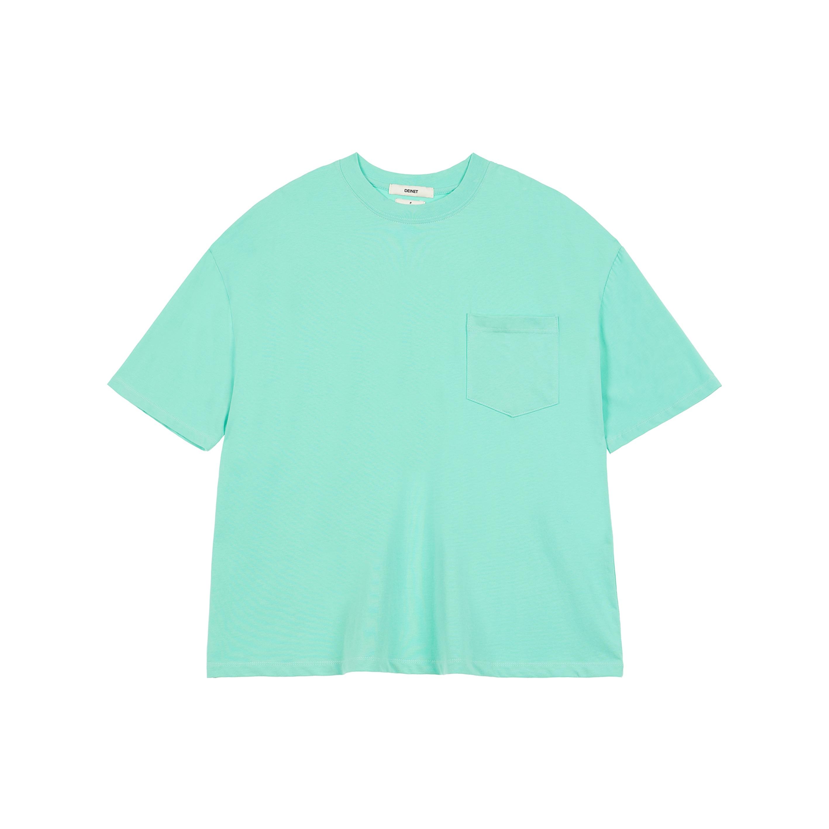 BOXY BASIC POCKET T-SHIRT IN GREEN