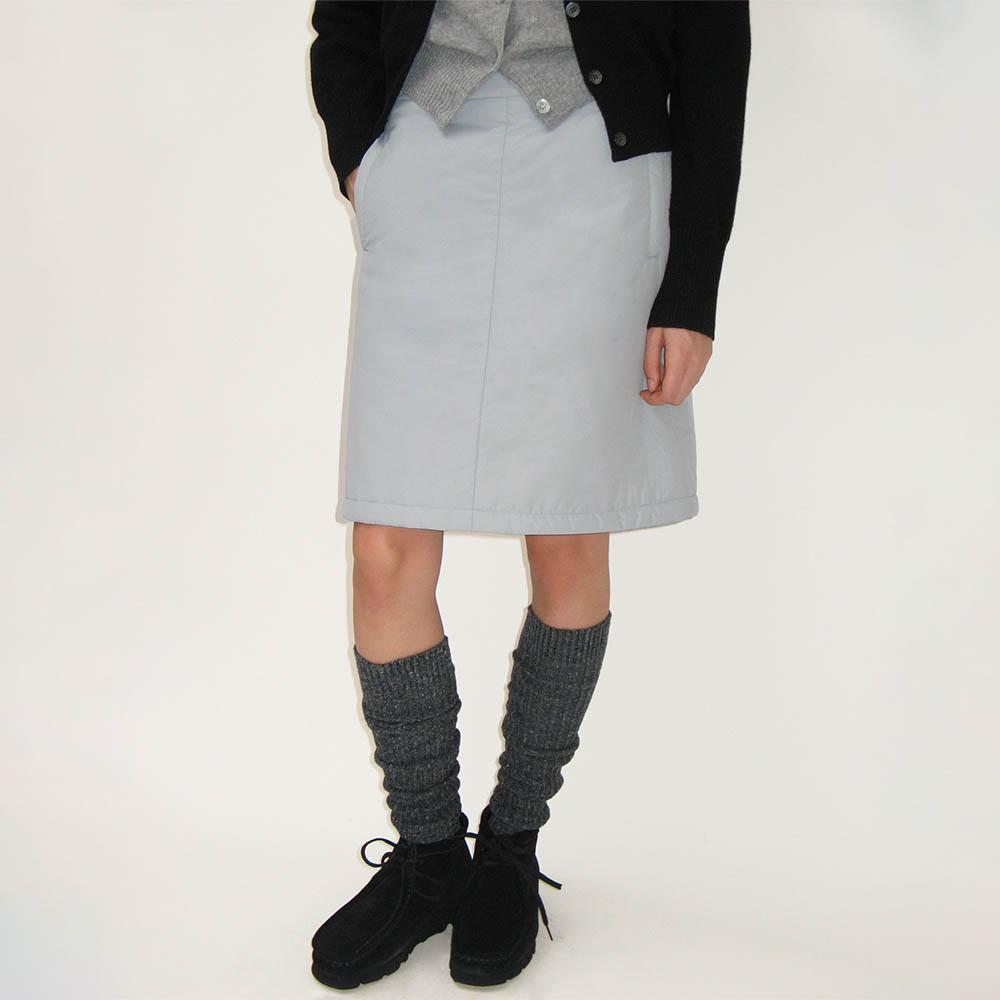 PADDED MIDI SKIRT, LIGHT GRAY