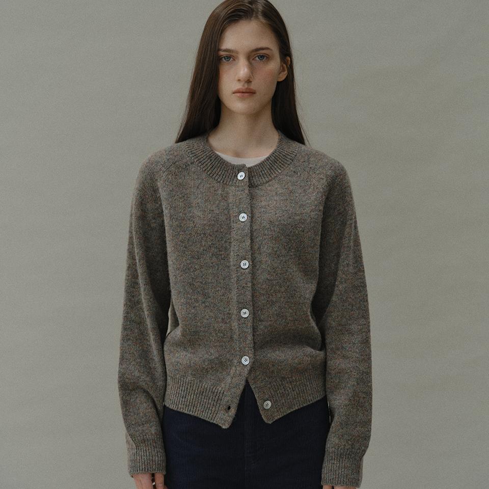 shaggy dog knit cardigan [Shetland wool] (moss grey)