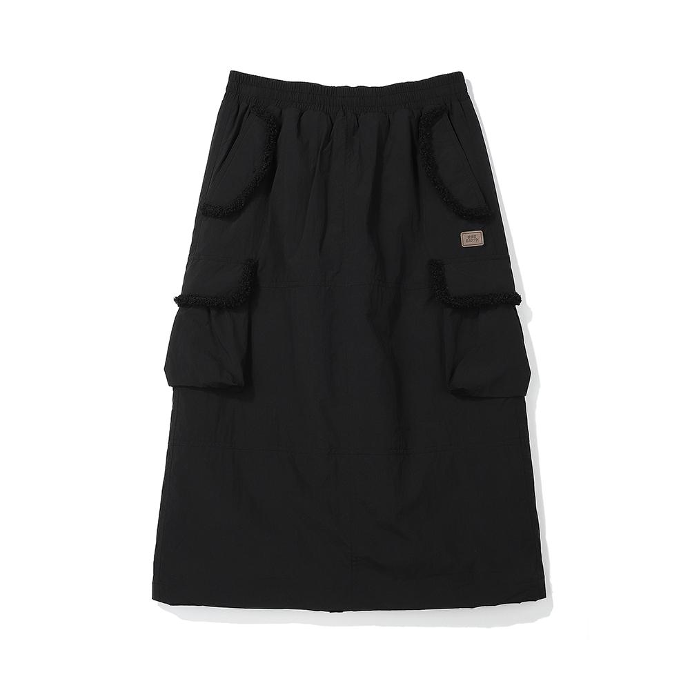W 테디 포켓 스커트_Black
