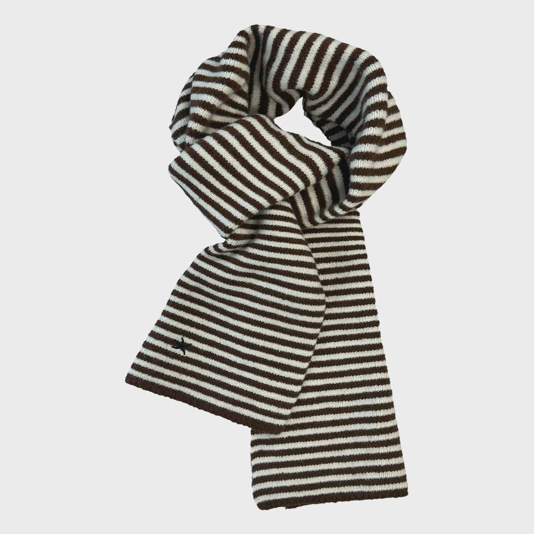 TCM mini logo stripe muffler (brown/cream)