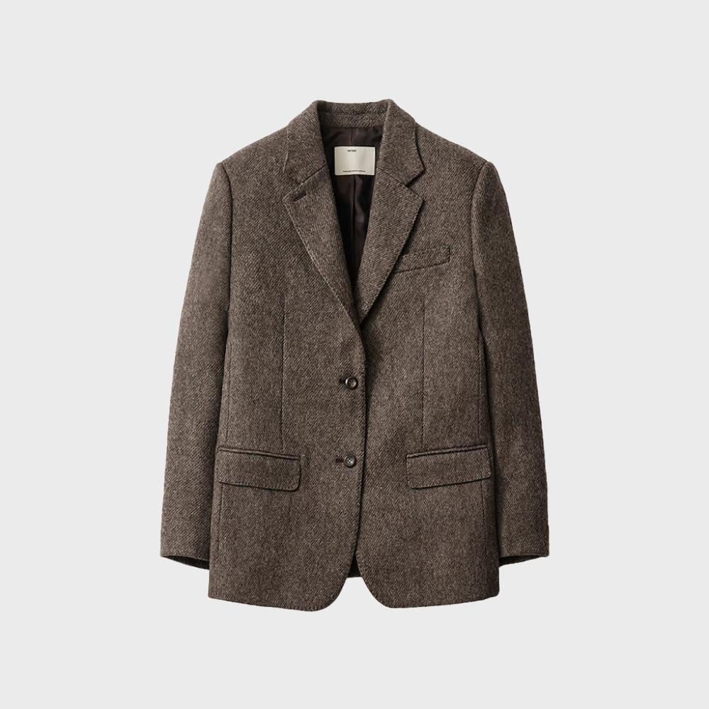 W Wool Single Breasted Jacket_Brown