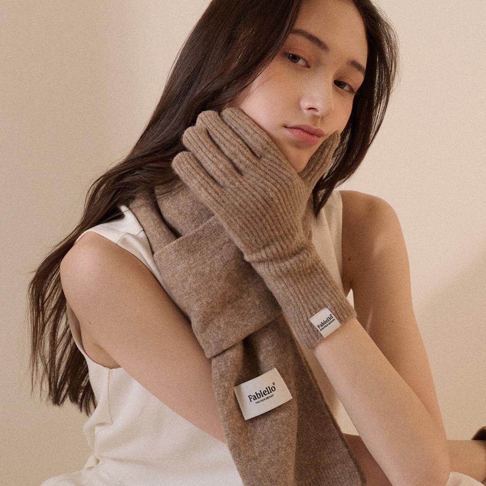 Galan muffler & glove set (beige)