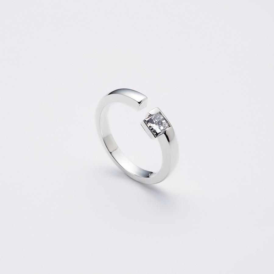 L square diamond Large open ring 엘 스퀘어 diamond 라지 오픈 반지