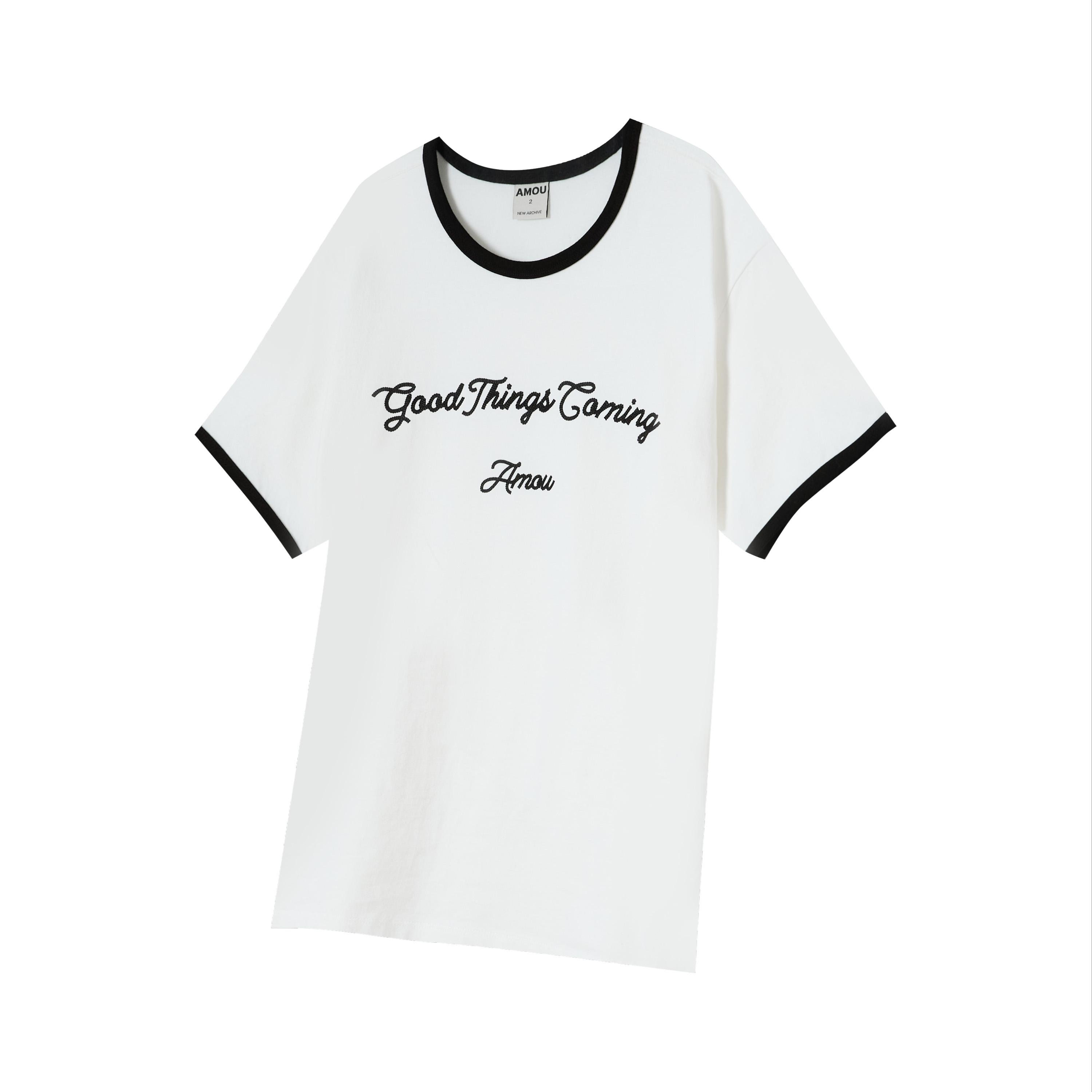 Good things coming arch logo ringer half t-shirts white