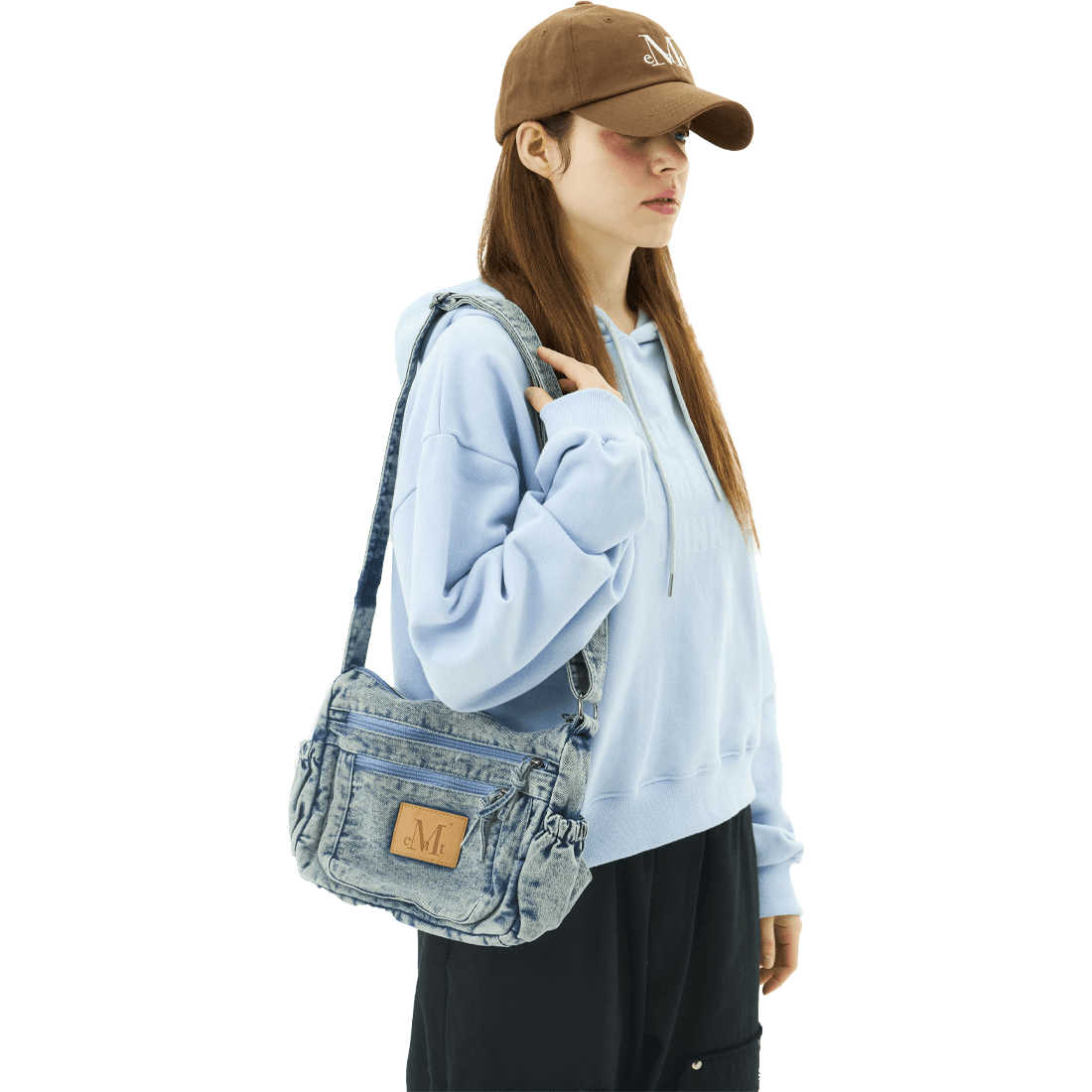 스톤 워싱 데님 크로스백 남녀공용 (2컬러)
