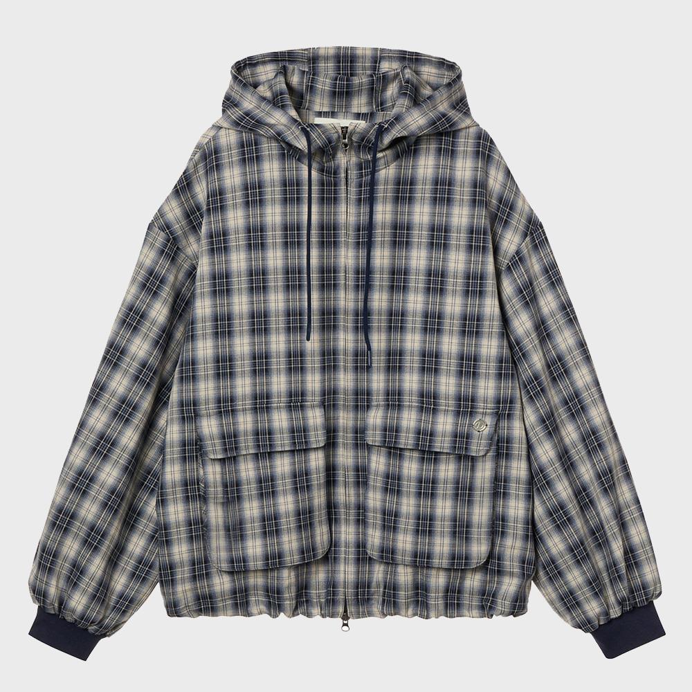 CHECK BOMBER JACKET IN NAVY