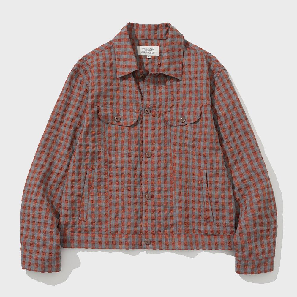 type-3 check trucker jacket red