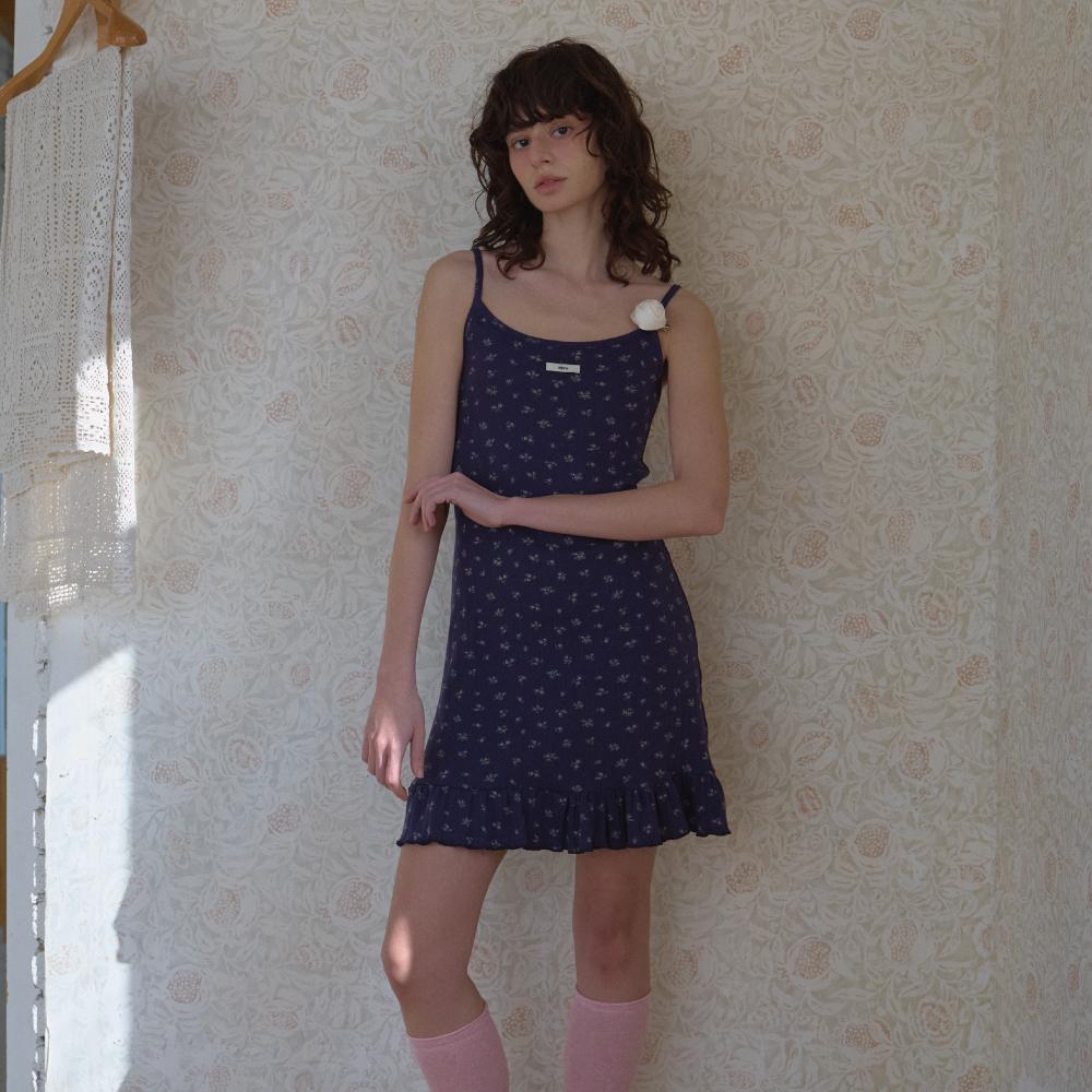 FLOWER FRILL DRESS_NAVY 