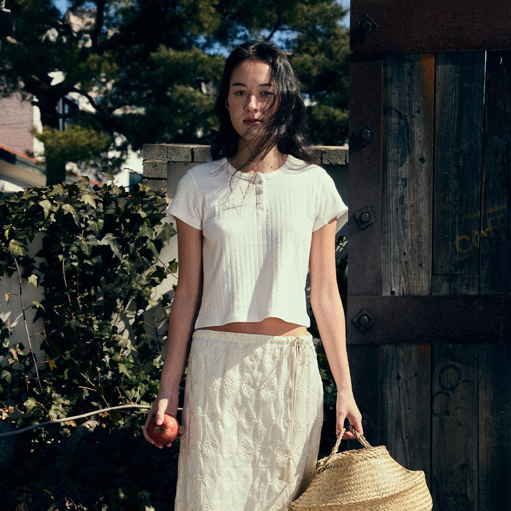 Eyelet Button T-Shirt 3Color_F251TS01