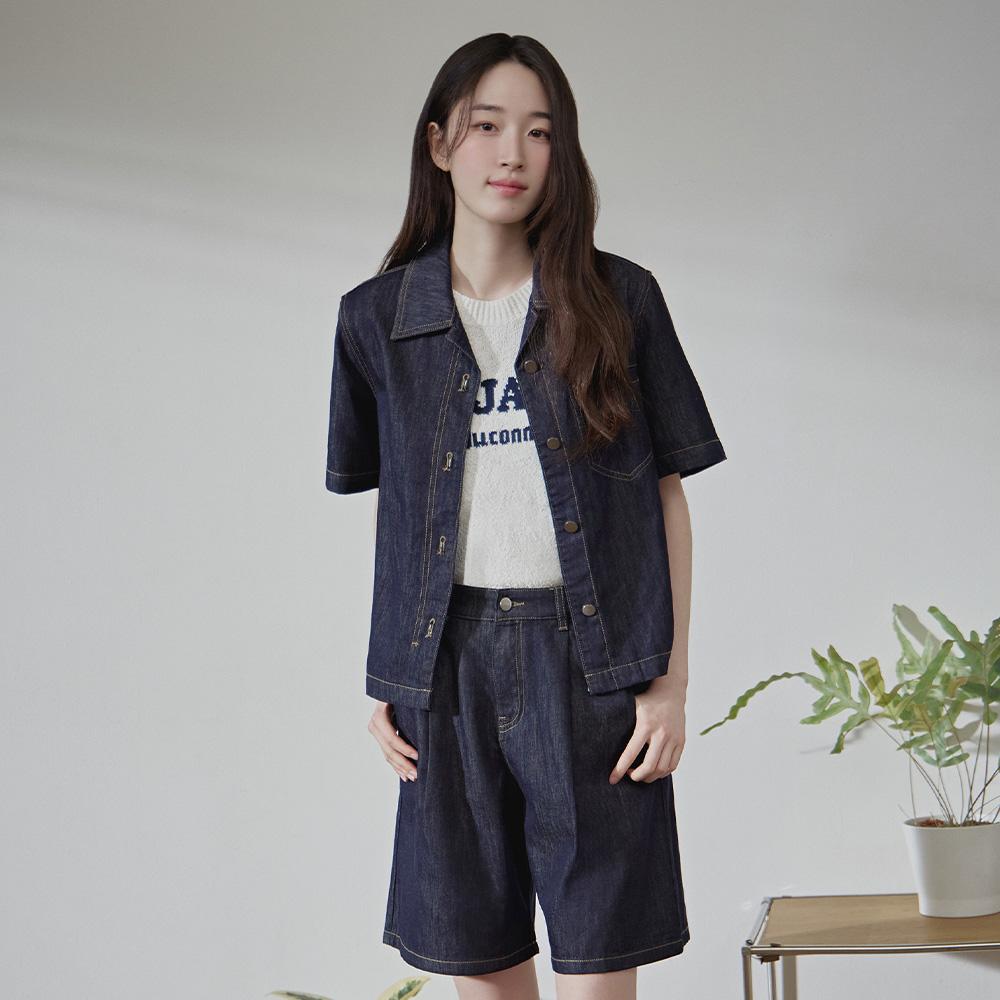 [W]원 턱 로우 데님 반바지 MZHP3232